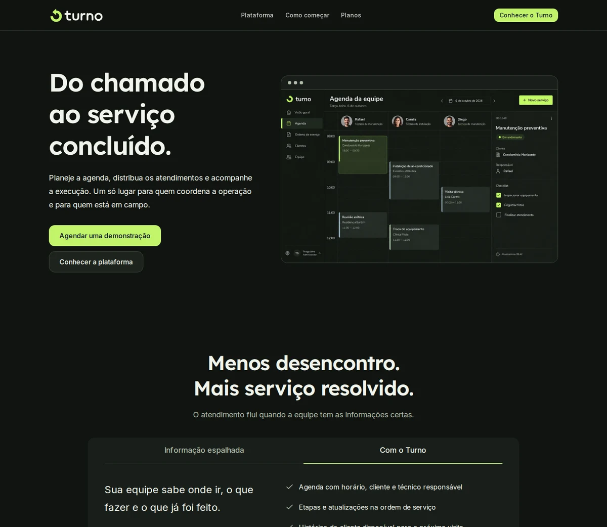 Página inicial do projeto Turno